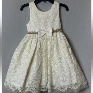 American Princess Ivory Lace Dress with Bow